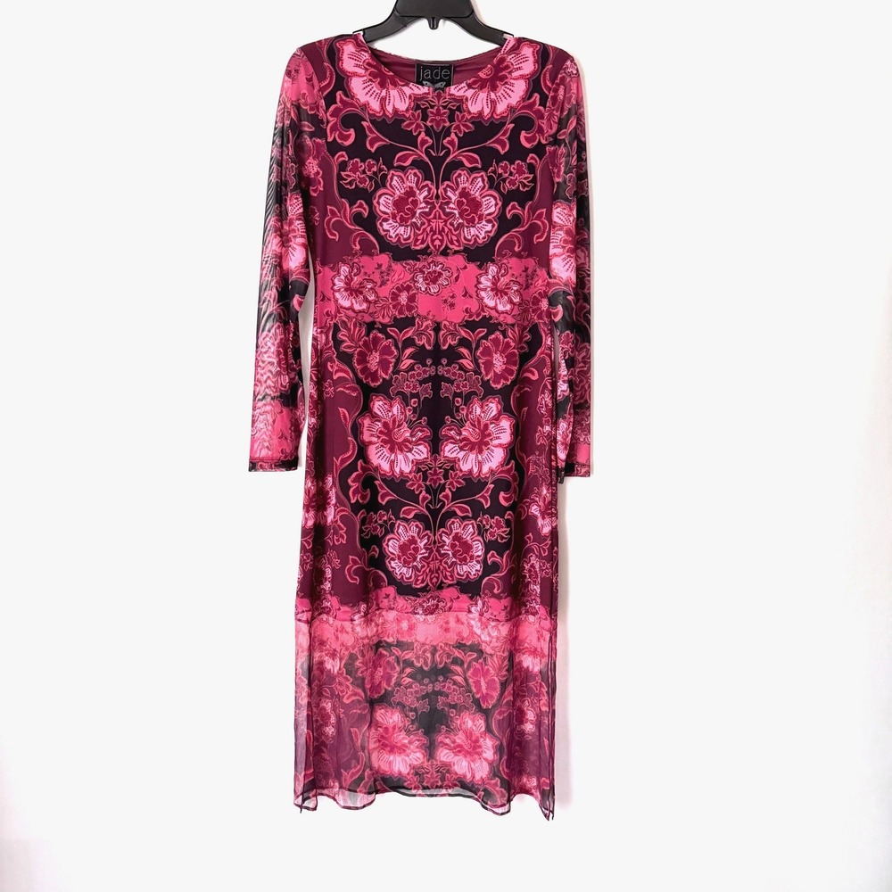 Johnny Was Tulus Mesh Midi Dress Women Size M Scilla Pink Floral